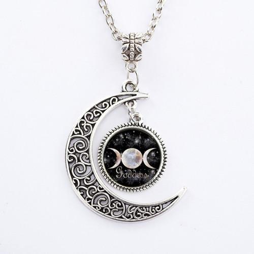 TRIPLE MOON GODDESS PENDANT NECKLACE